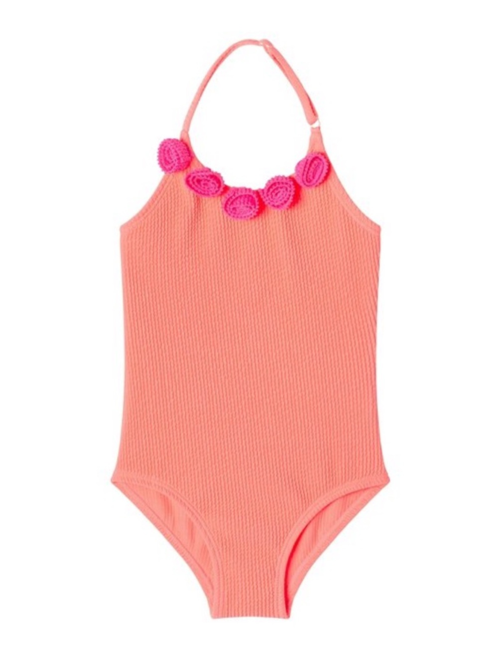 NWT Andy & Evan Orange Textured Halter Swimsuit 2T UPF 50 Floral